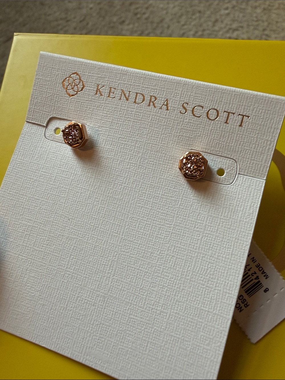 Kendra Scott Rose Gold Drusy Hexagon Studs